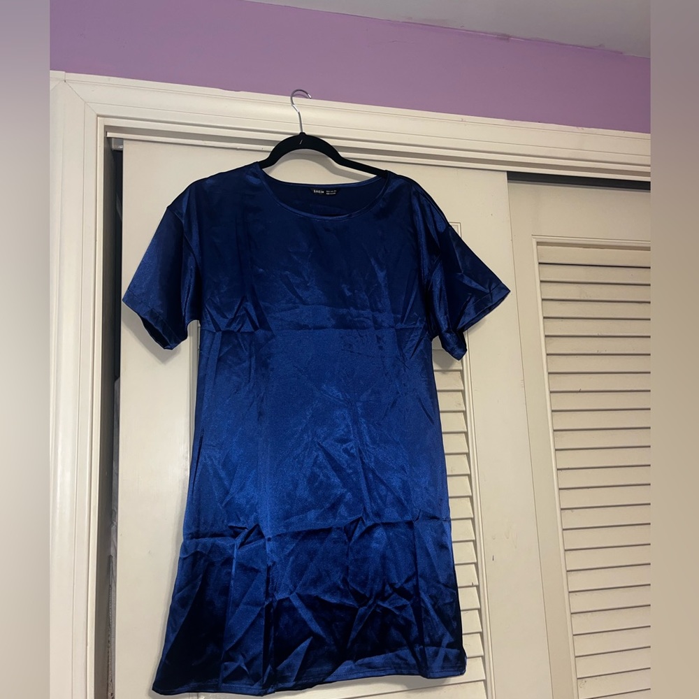 Shein silky blue dress